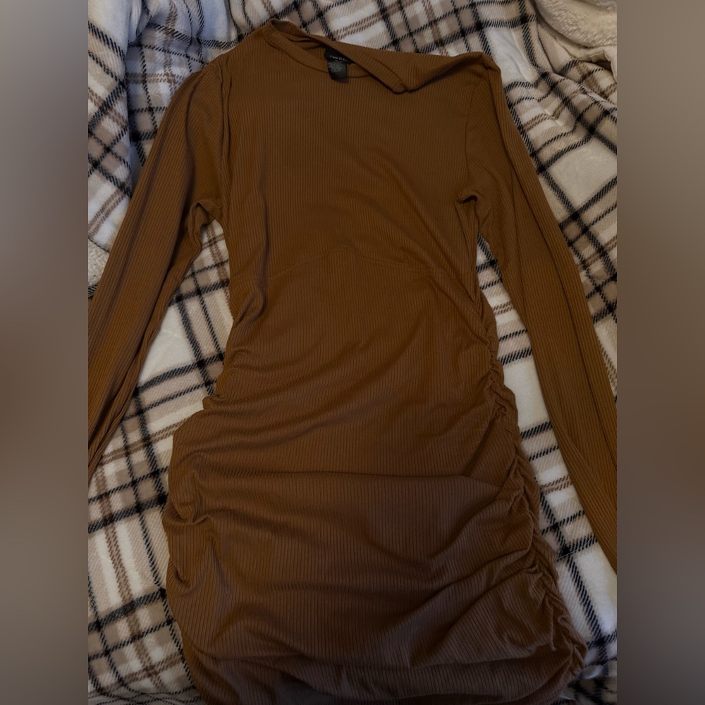 Elegant Brown Long Sleeve Dress